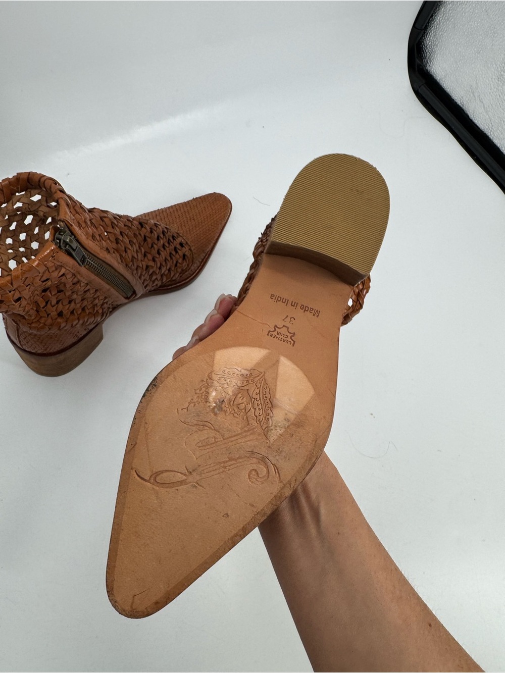 NEW Free People Woven Leather In The Loop Woven Boots Size 37 - Picture 13 of 15